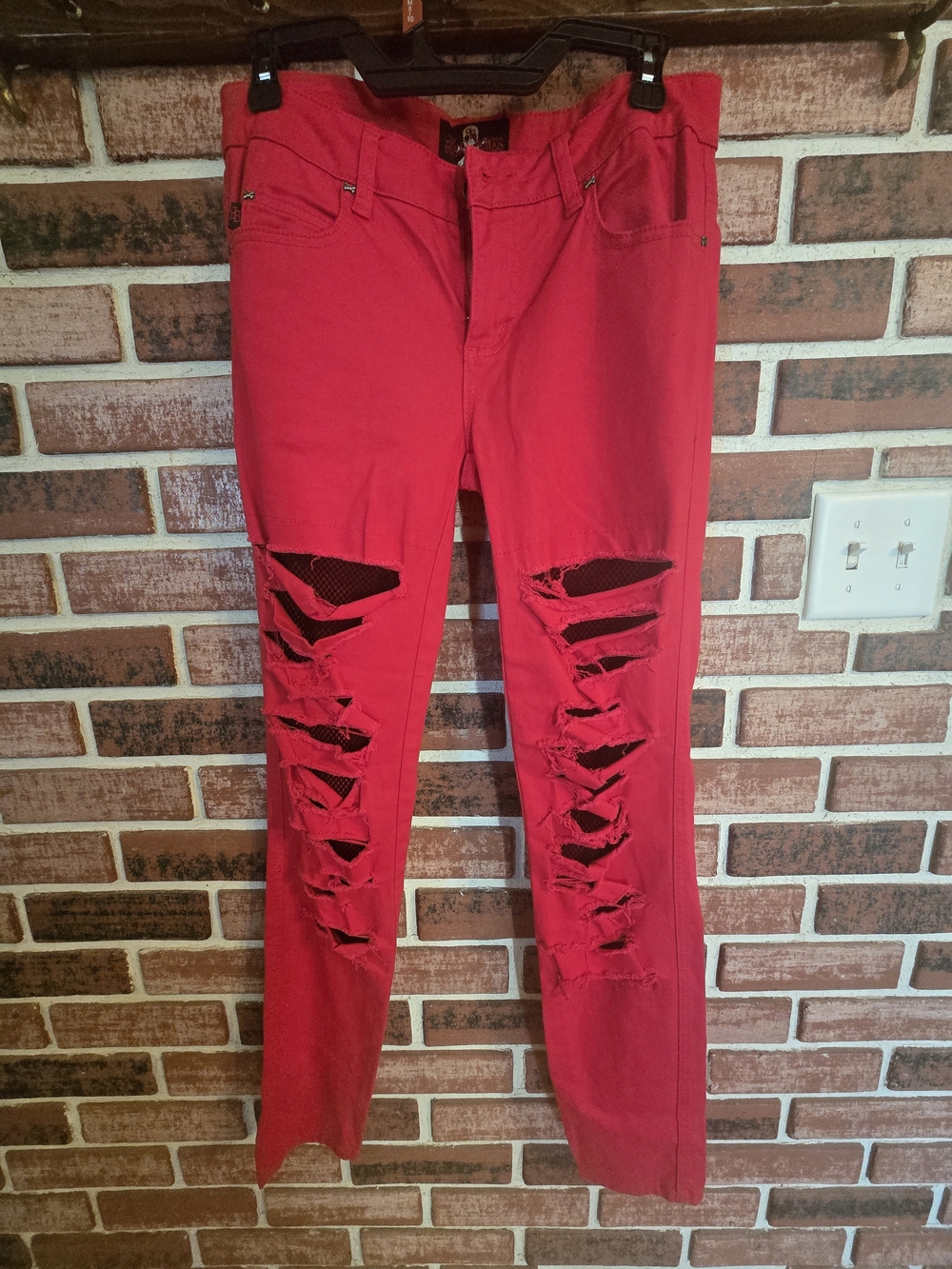 Royal Bones Red Ripped Skinny Jeans